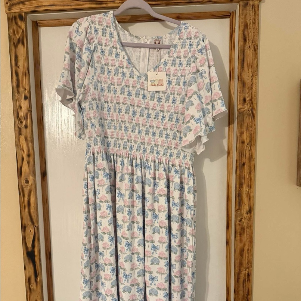 Floral Maxi Dress in Blue and Pink